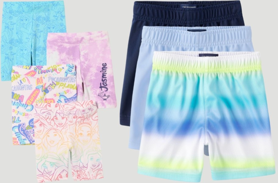 girls shorts 4 pack and boys shorts 3 pack