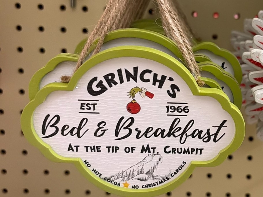 bed breakfast grinch sign 
