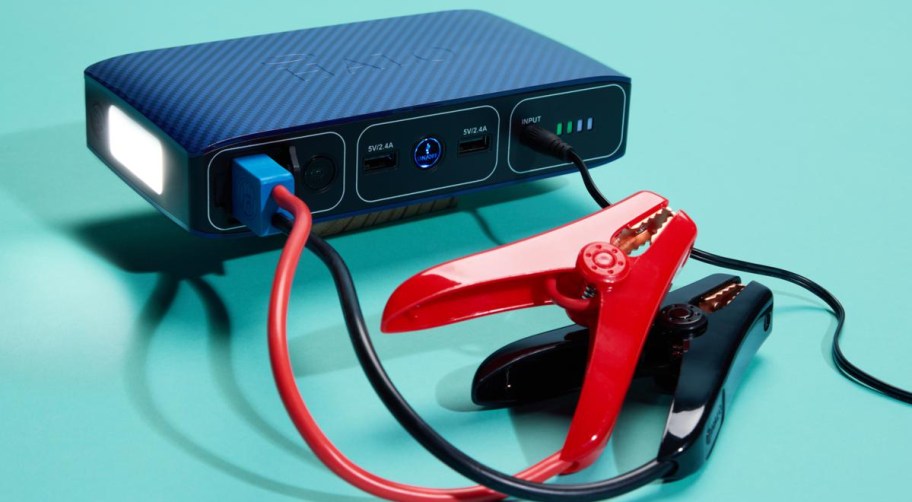 black jump starter with cords 