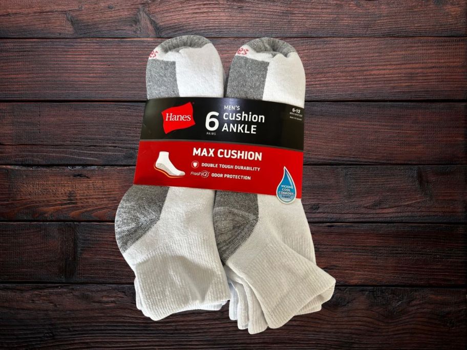 hanes sock 6 pack on table