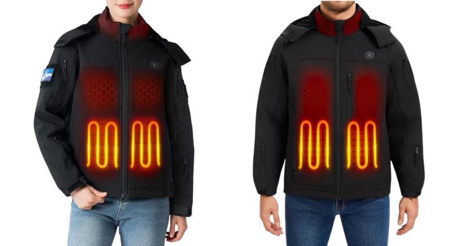 a man and a woman wearing heated jackets