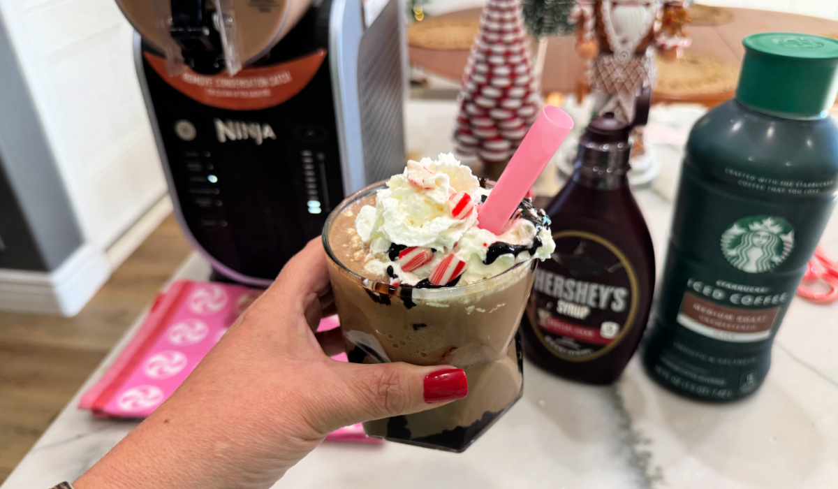 Easy 3 Ingredient Holiday Starbucks Frappuccino in the Ninja Slushi!