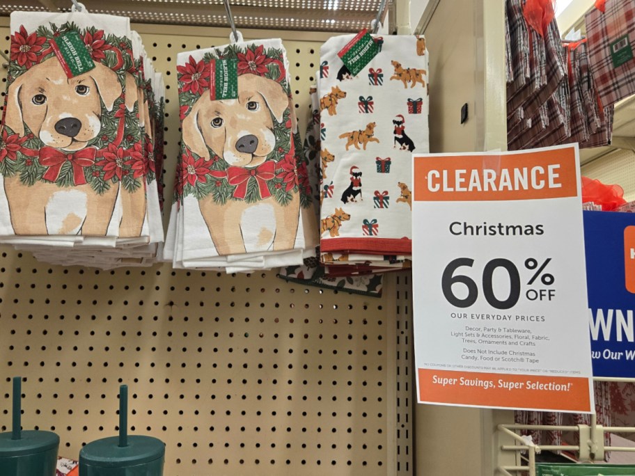 Holiday kitchen towels at Hobby Lobby.