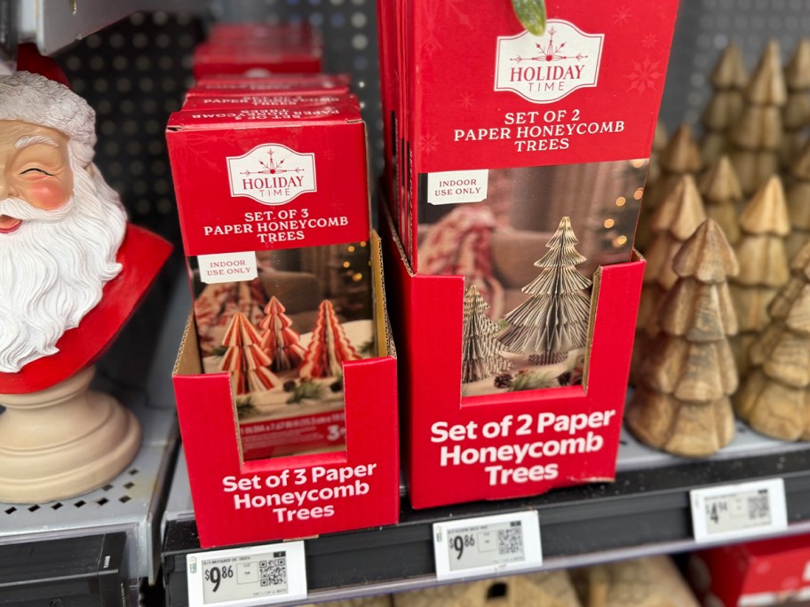 red and green papercomb tree boxes 