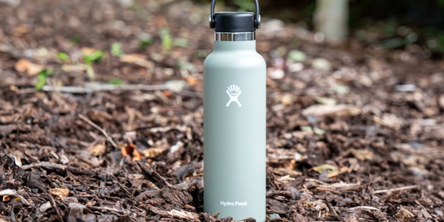 green hydroflask tumbler outdoors
