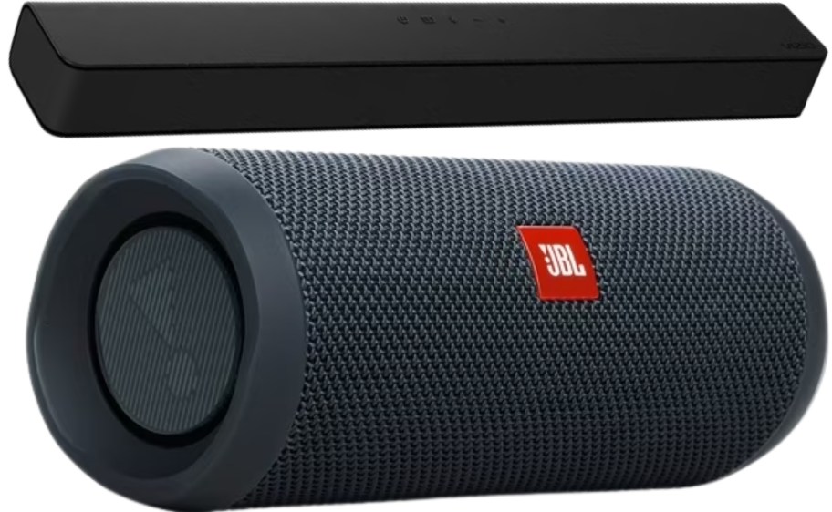 vizio sound bar and JBL bluetooth speaker