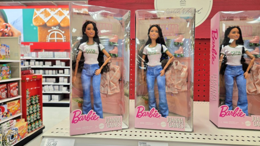 joanna gains barbie dolls in packaging at the store