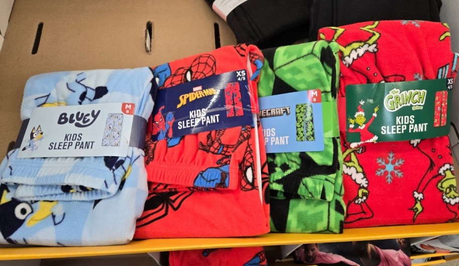 4 pair of kids character pj pants