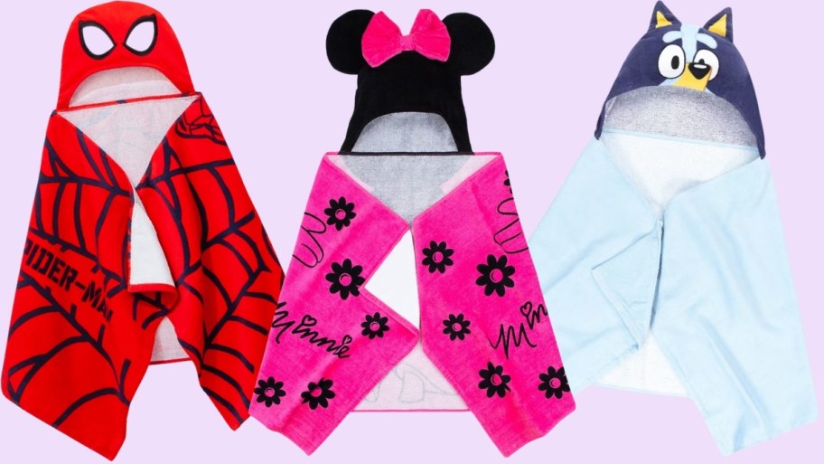 three kids hooded bath towels 