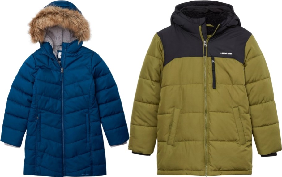 two kids hooded coats