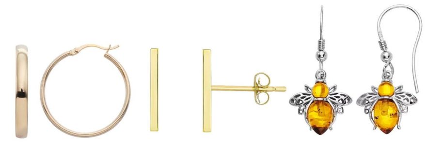 three sets of earrings