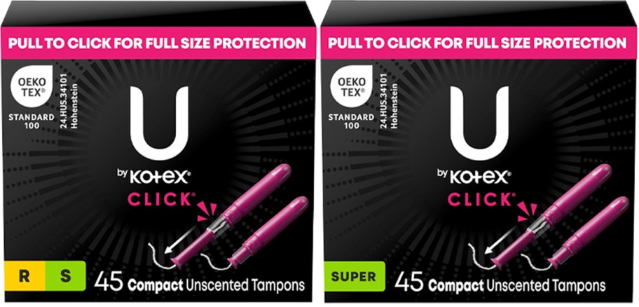 two boxes of kotex tampons 