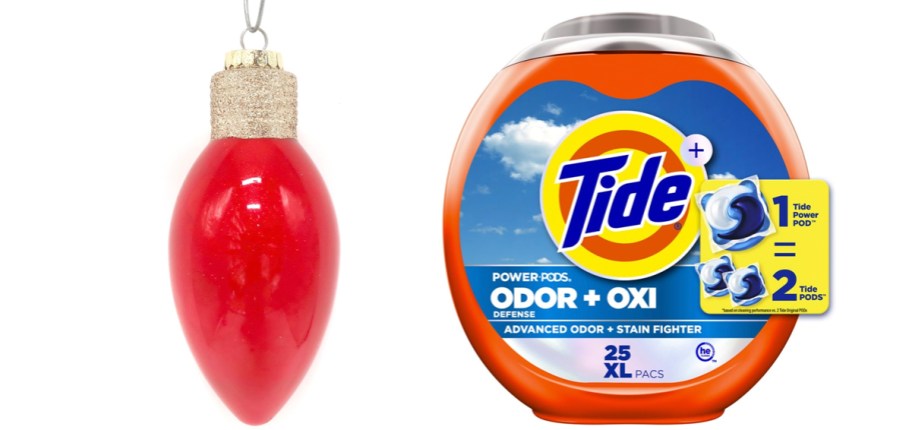 red bulb and tide detergent