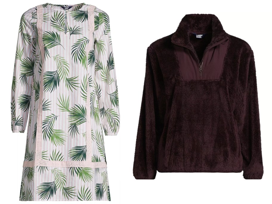 plant dress and purple jacket 