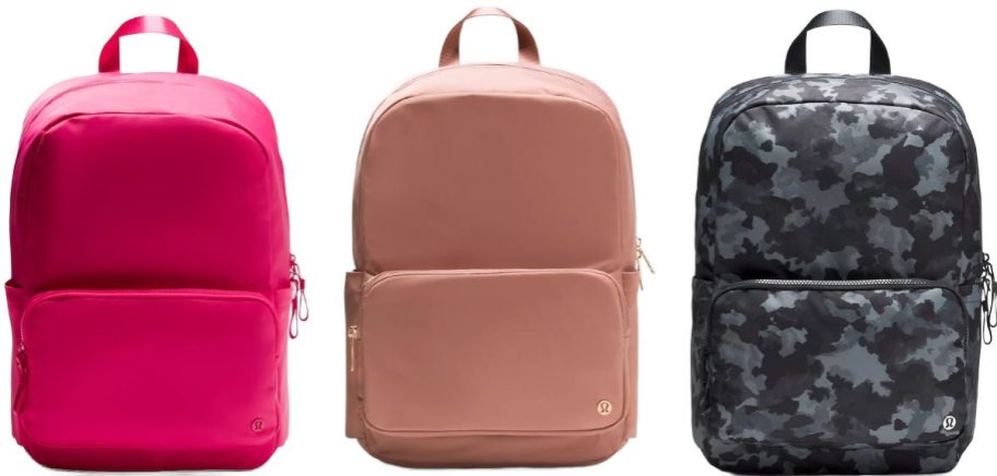 Stock images of 3 lululemon backpacks