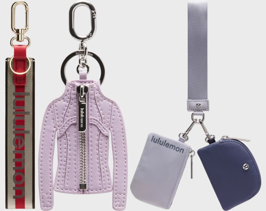 kechainr defune jacket keychain, and double pouch wristlet