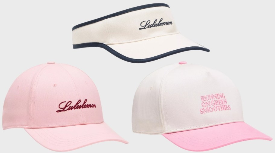 two caps and a visor