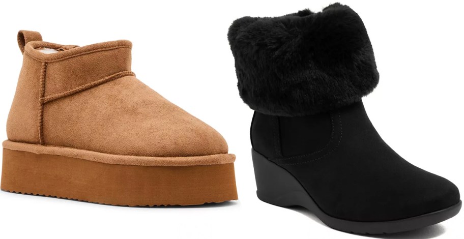 brown and black boots 