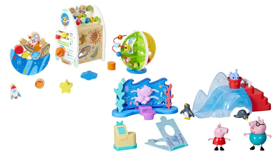 toddler activity cube toys and peppa pig at aquarium