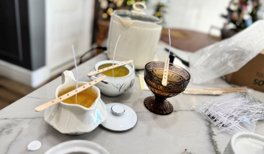making homemade candles using thrift store jars
