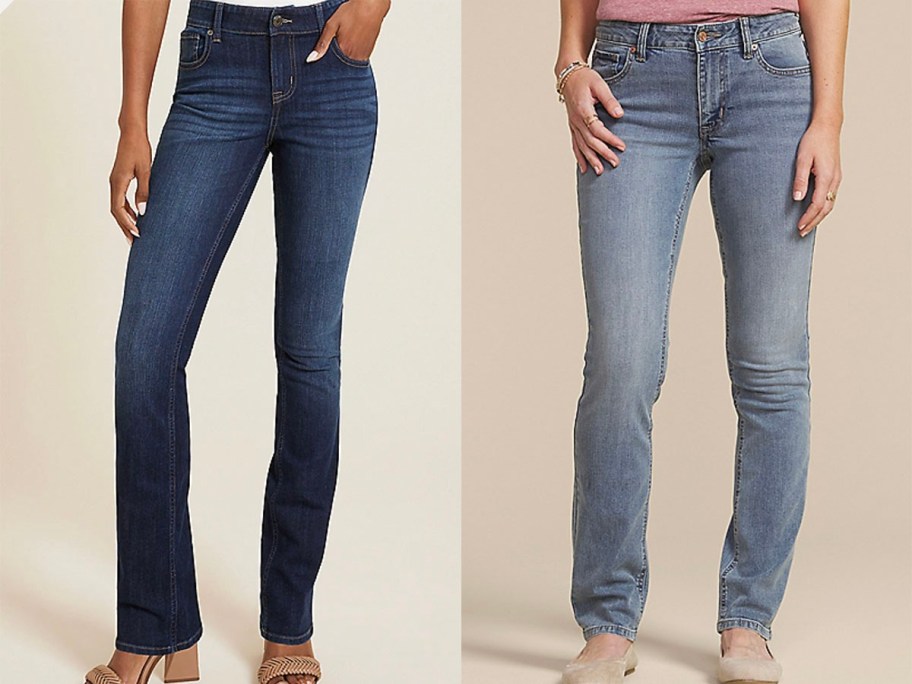 women wearing blue jeans 