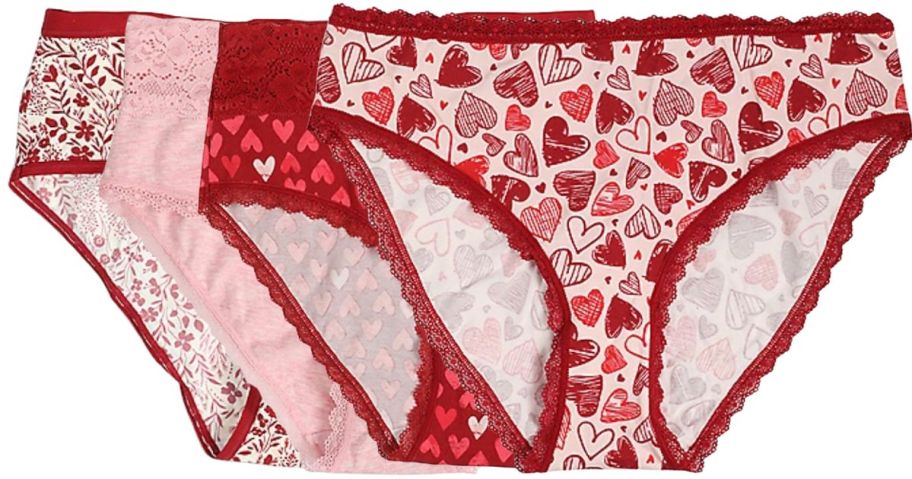 4 pairs of maurices underwear in pink with hearts