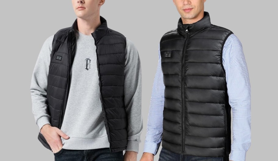 two men wearing heated vests
