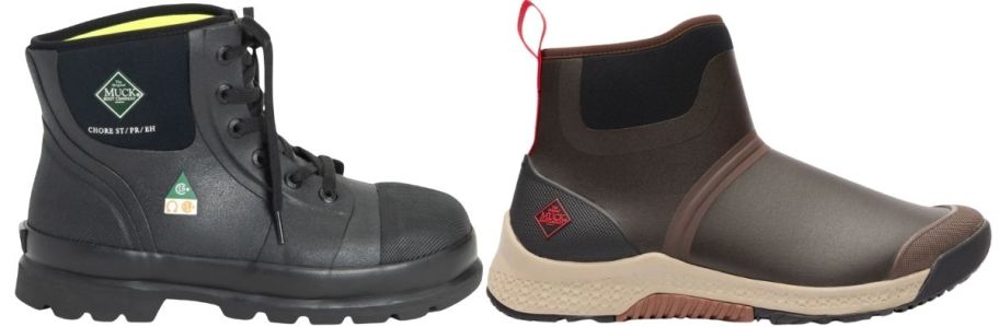 mens lace up work boot and mens pullon boot