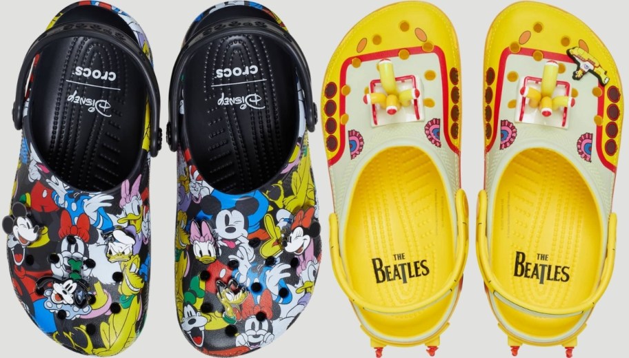 two pair of adult crocs clogs