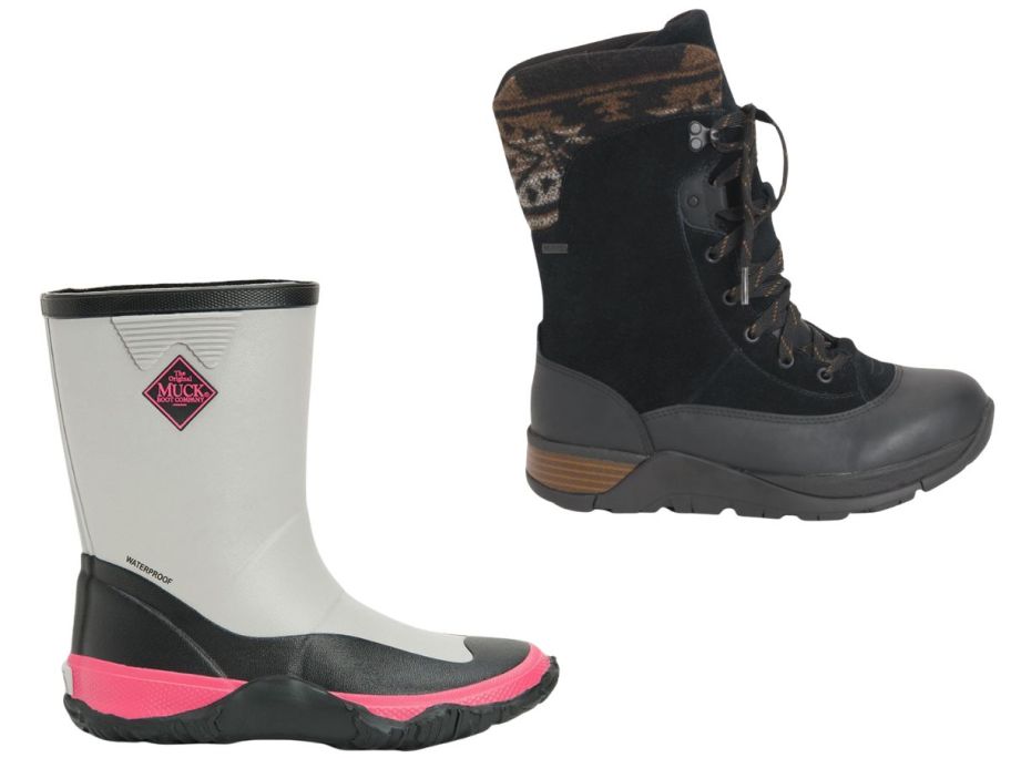 stock image of muck boots in different colors