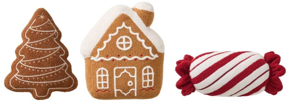 my texas house gingerbread tree and house and candy pillows