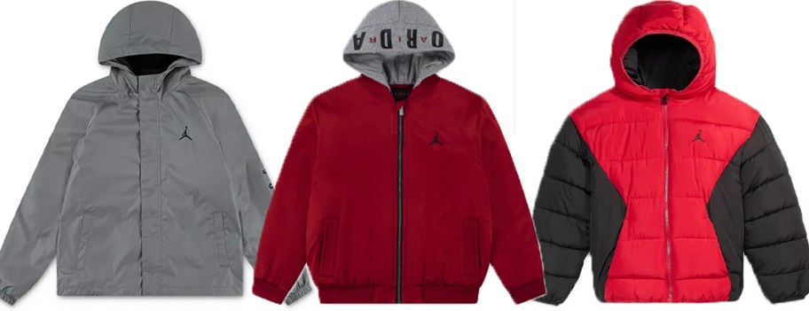 nike kids jackets in gray and red 