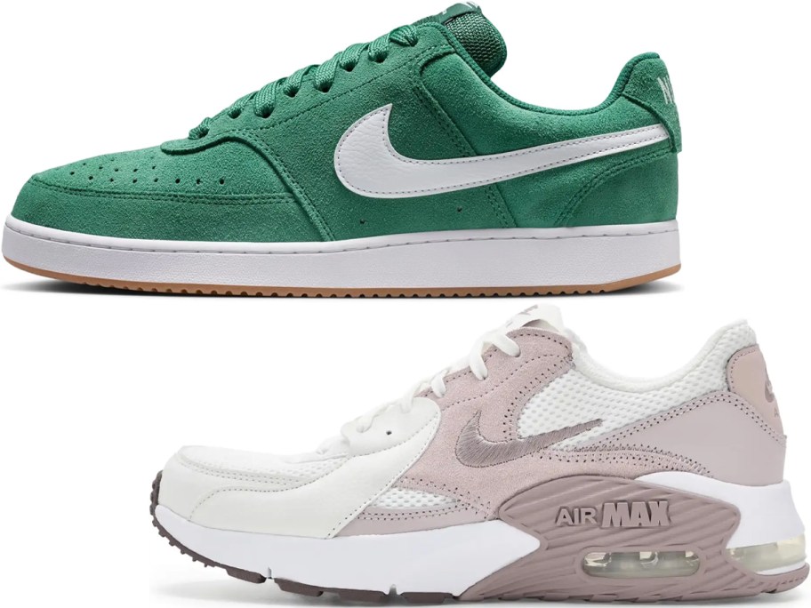 green and white and purple nike shoes