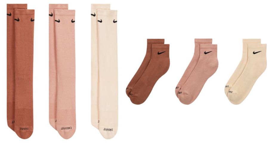 two sets of nike sock 3-packs