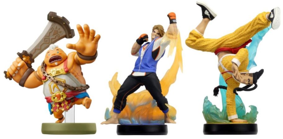 three nintendo amiibo figures