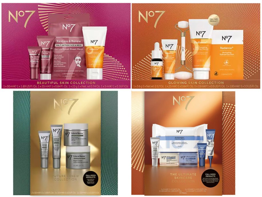 four number 7 gift set boxes 