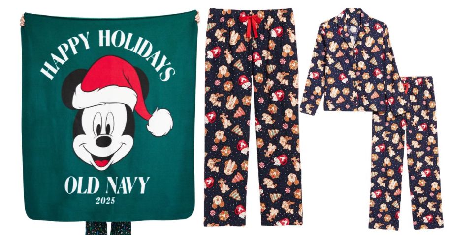 old navy disney blanket and pajamas