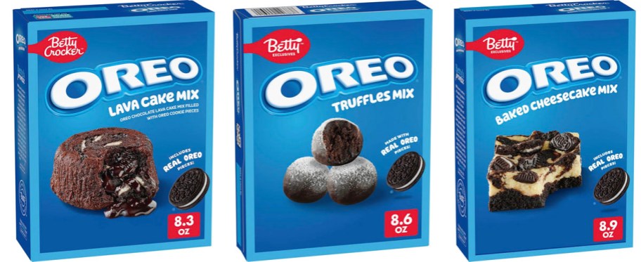 oreo lava cake, truffle and cheesecake baking mixes