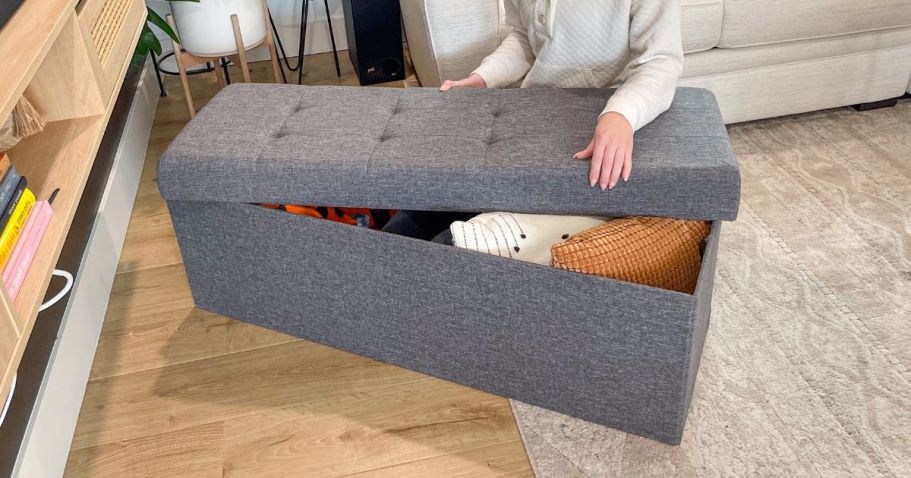 FREE QVC Shipping Until 3:59PM ET | Foldable Ottoman Bench Only $29.99 Shipped