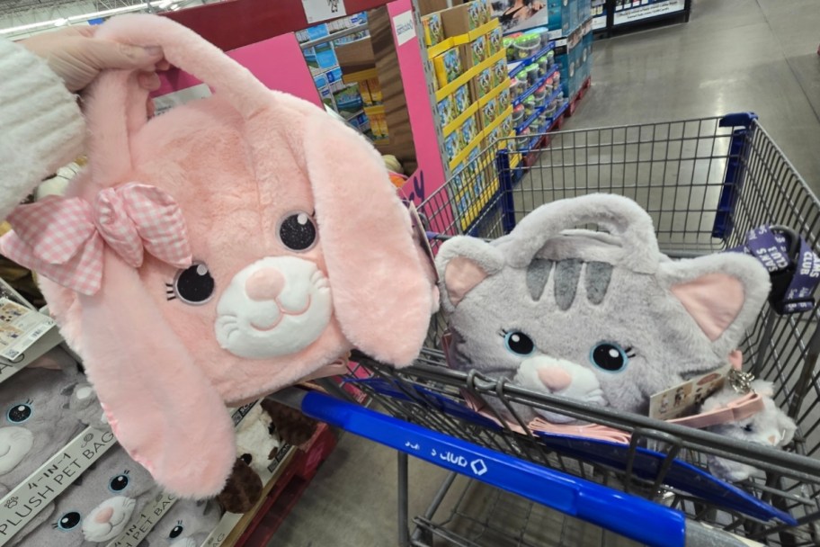 plush bunny and kitty bags
