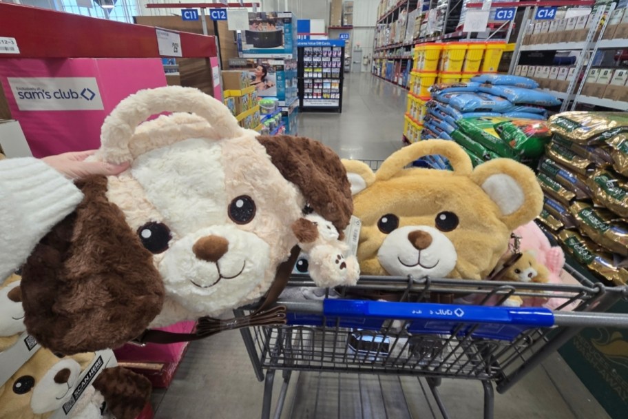 plush dog and bear bags