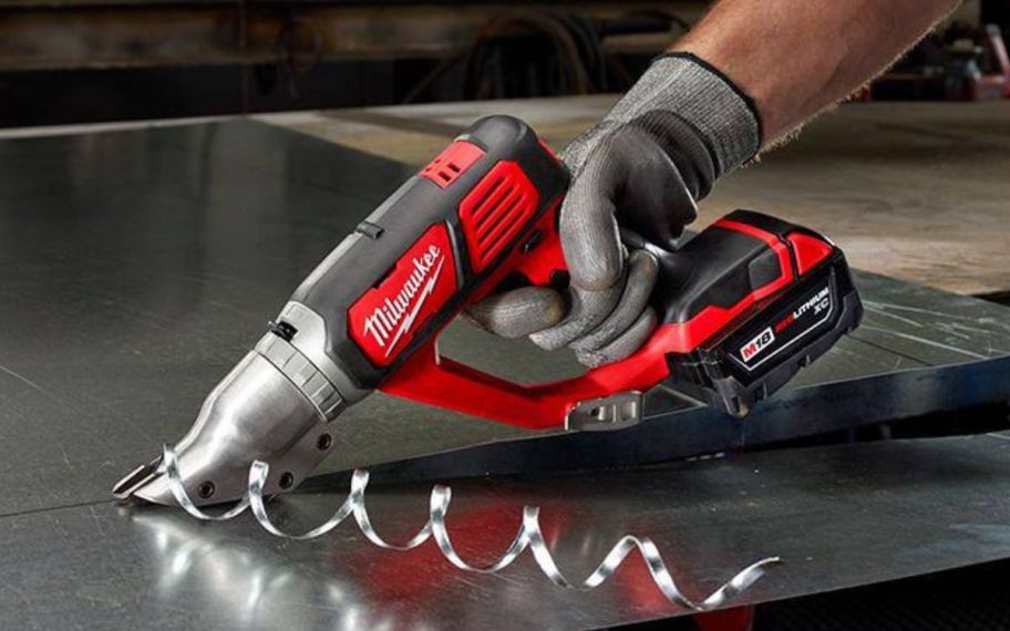 power tool from home depot being used on metal