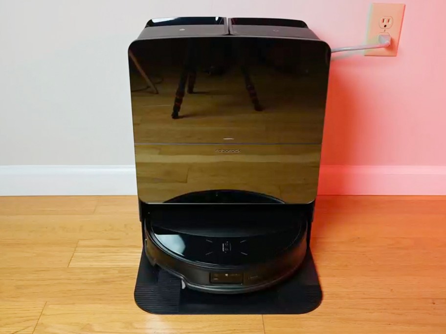 black roborock vacuum and dock 