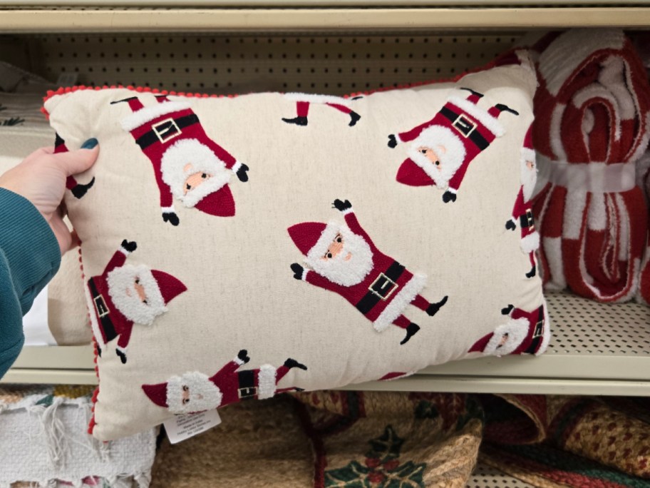 A Santa throw pillow at Hobby Lobby.