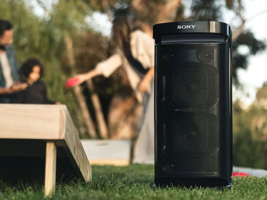 Sony XP700 Portable Bluetooth Wireless Party Speaker on lawn