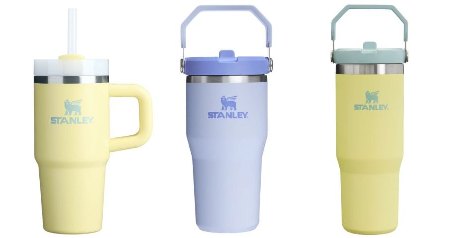 three stanley tumblers