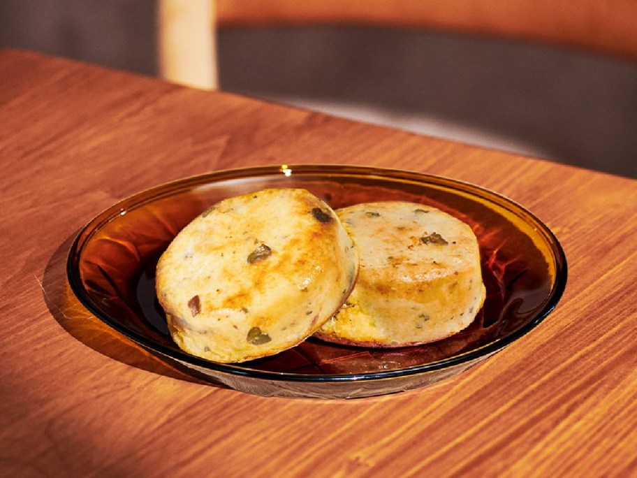 Starbucks egg bites on a plate.