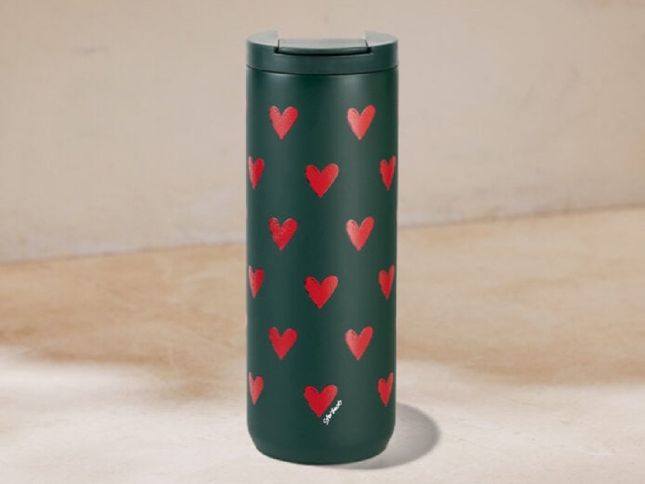 A valentine's Day stainless steel tumbler from Starbucks.