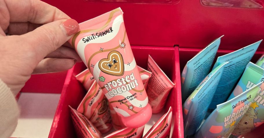 hand holding sweet and shimmer mini in store