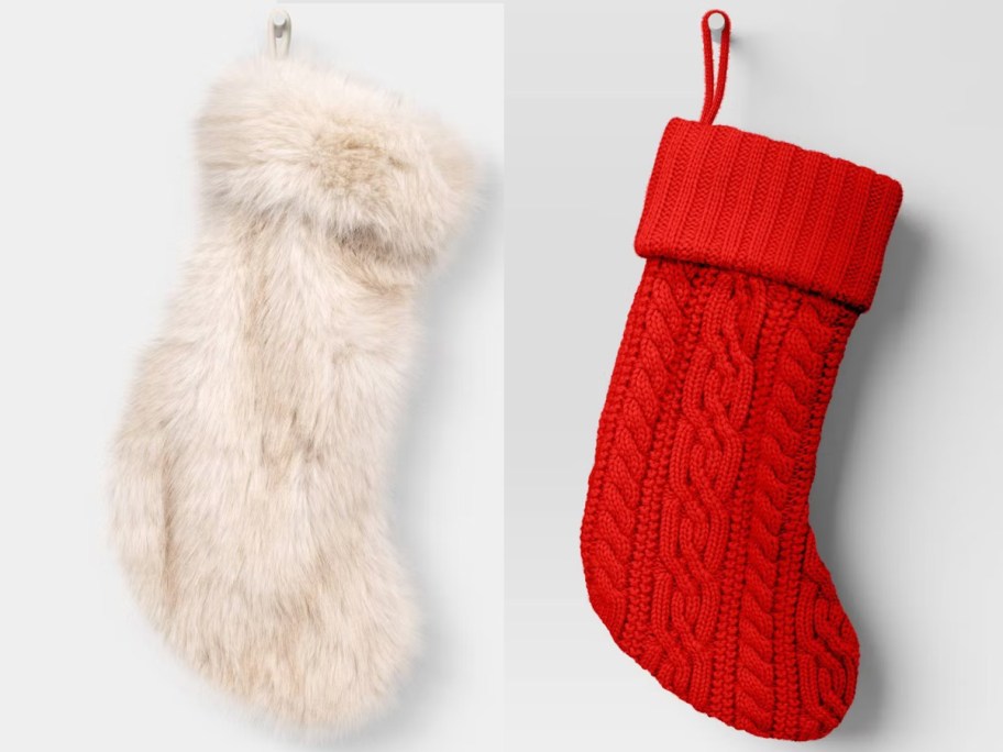 faux fur and red stockings 